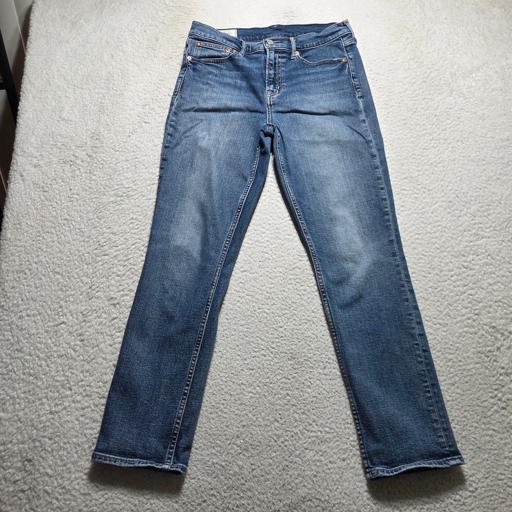 Gap Jeans Womens 29 Blue Denim Straight Leg Long Stretch Casual Classic Modern